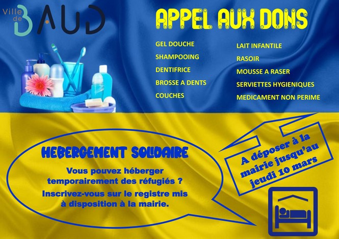 Collecte de dons pour l’Ukraine jusqu’au 10 mars